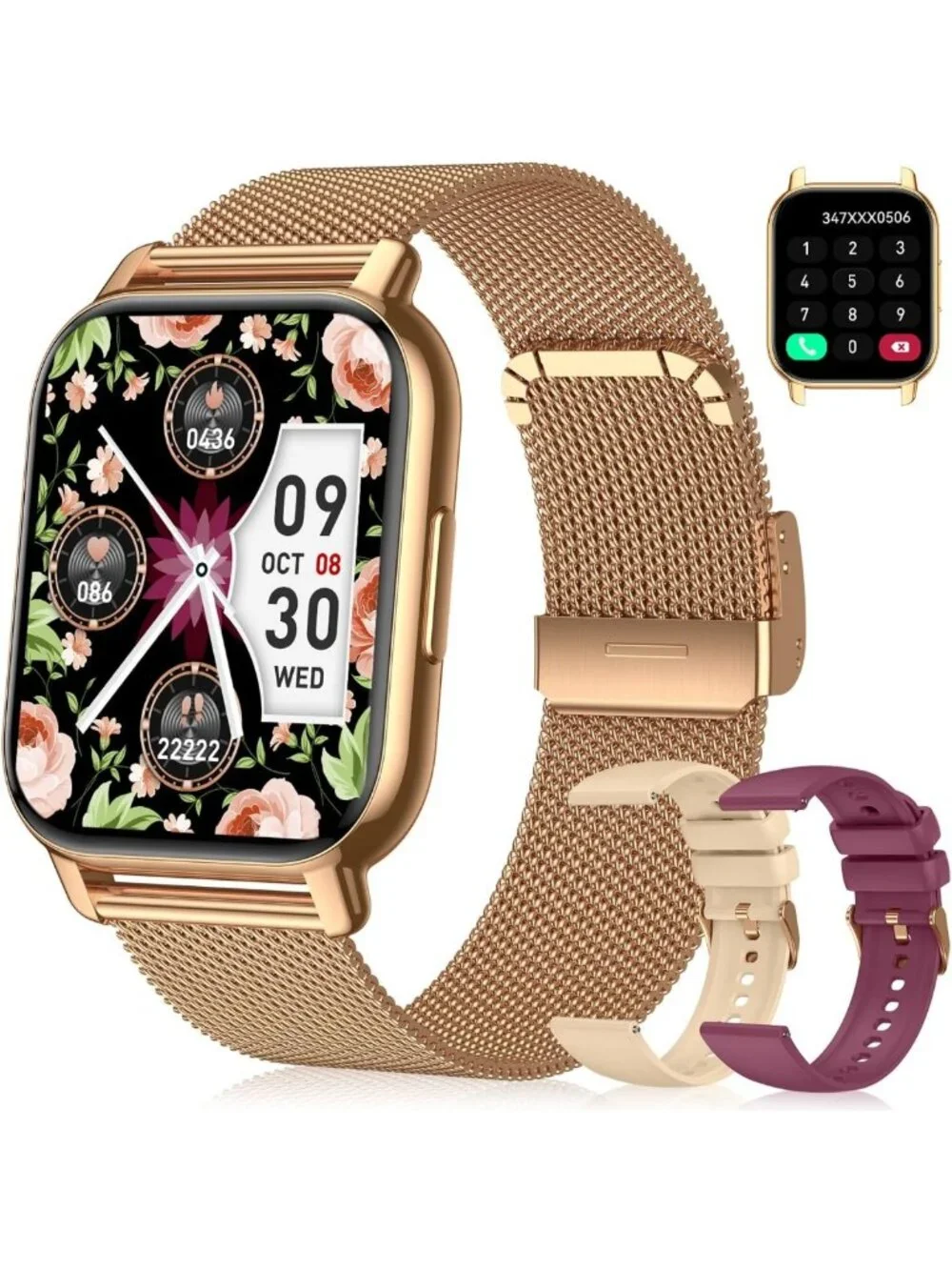 Stylish Smart Watch for Women - Fitness Tracker, Bluetooth Calls, Heart Rate